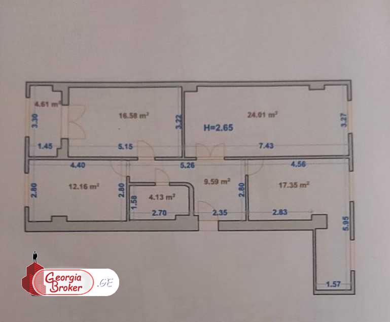 nearly repaired 3-room apartment for sale