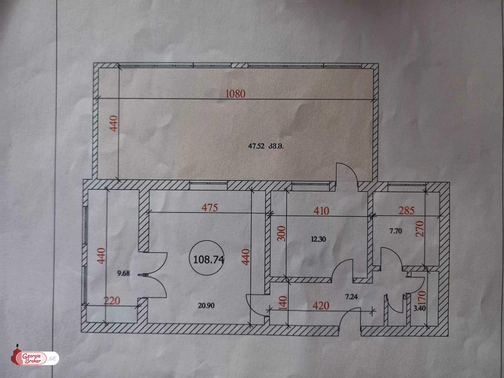 nearly repaired 3-room apartment for sale