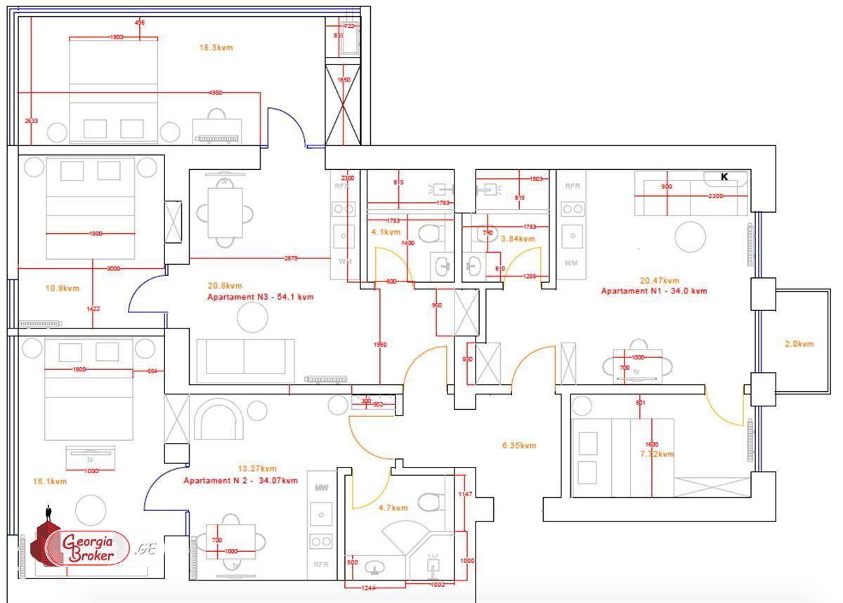 nearly repaired 7-room apartment for sale