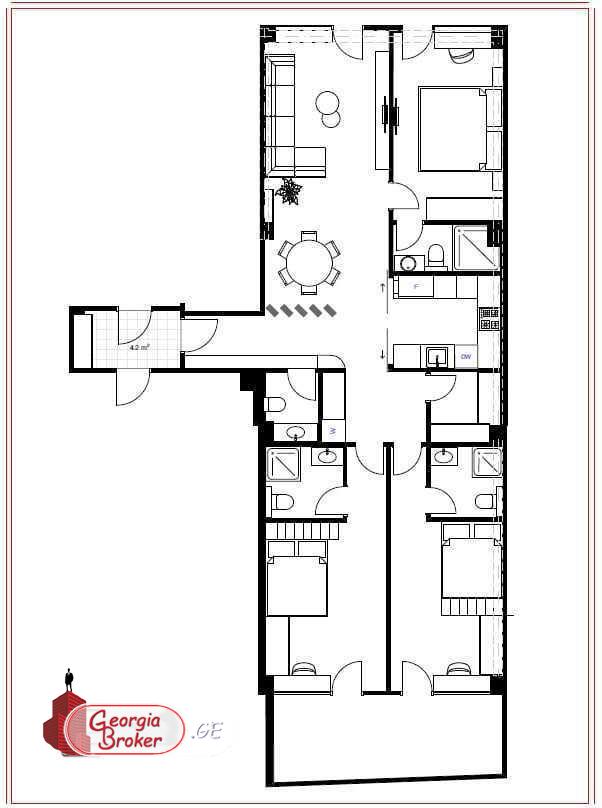 nearly repaired 4-room apartment for sale