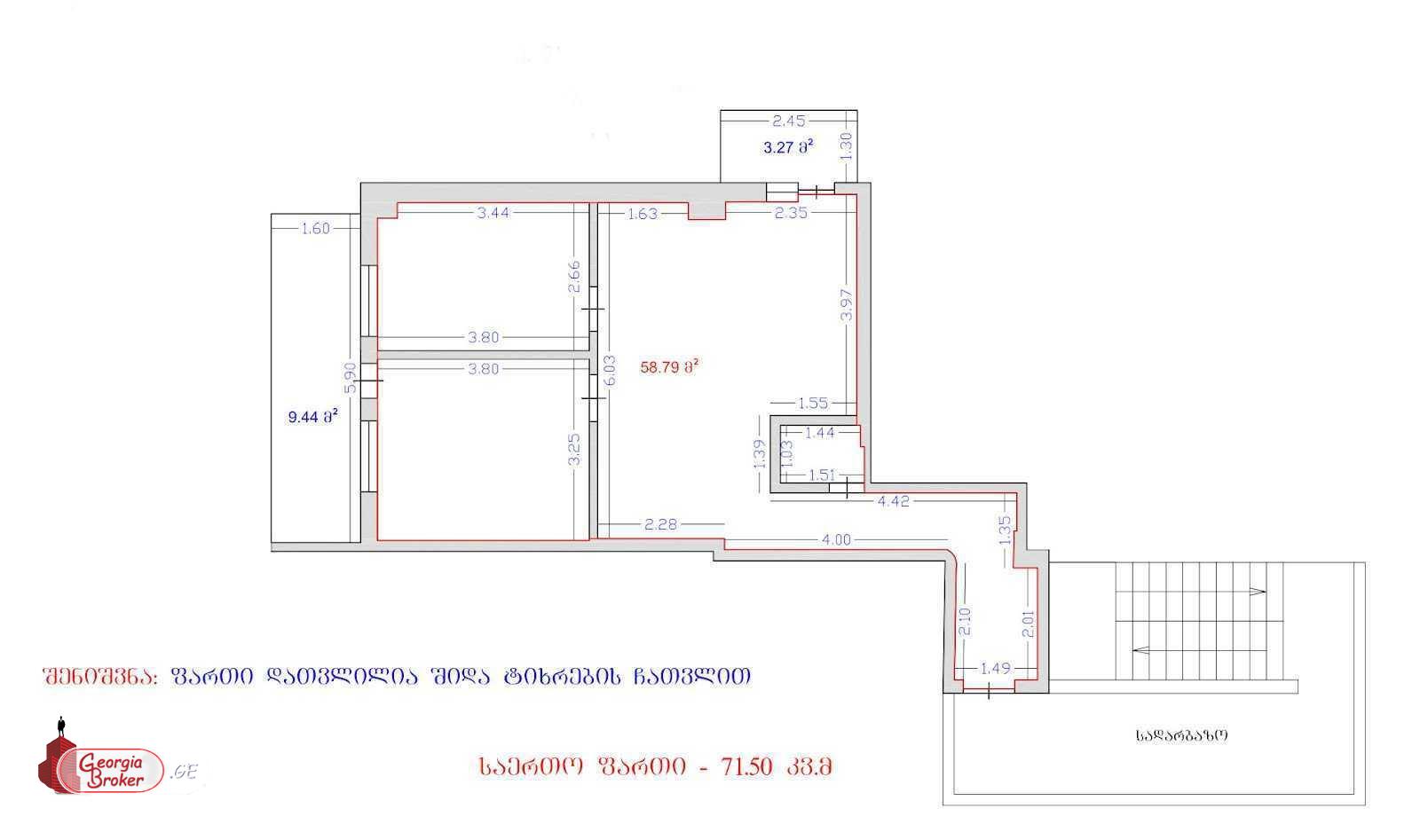 nearly repaired 3-room apartment for sale