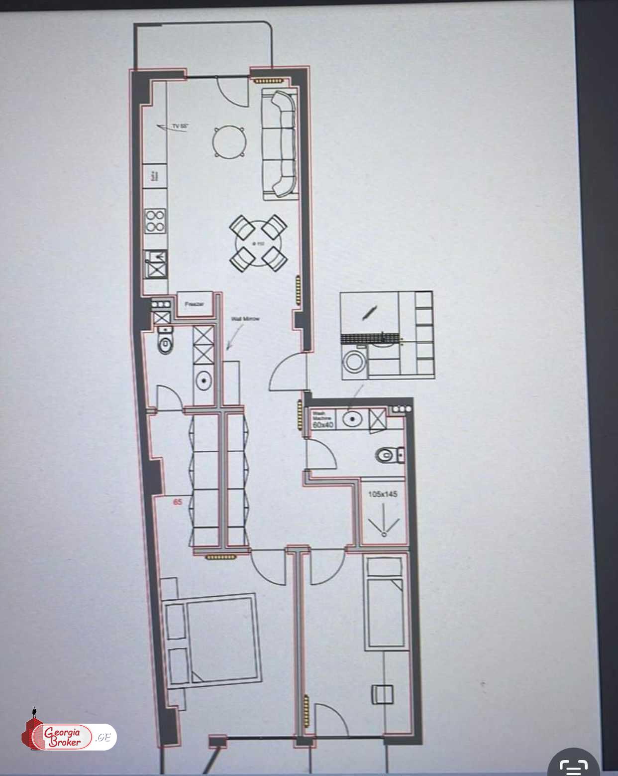 nearly repaired 3-room apartment for sale