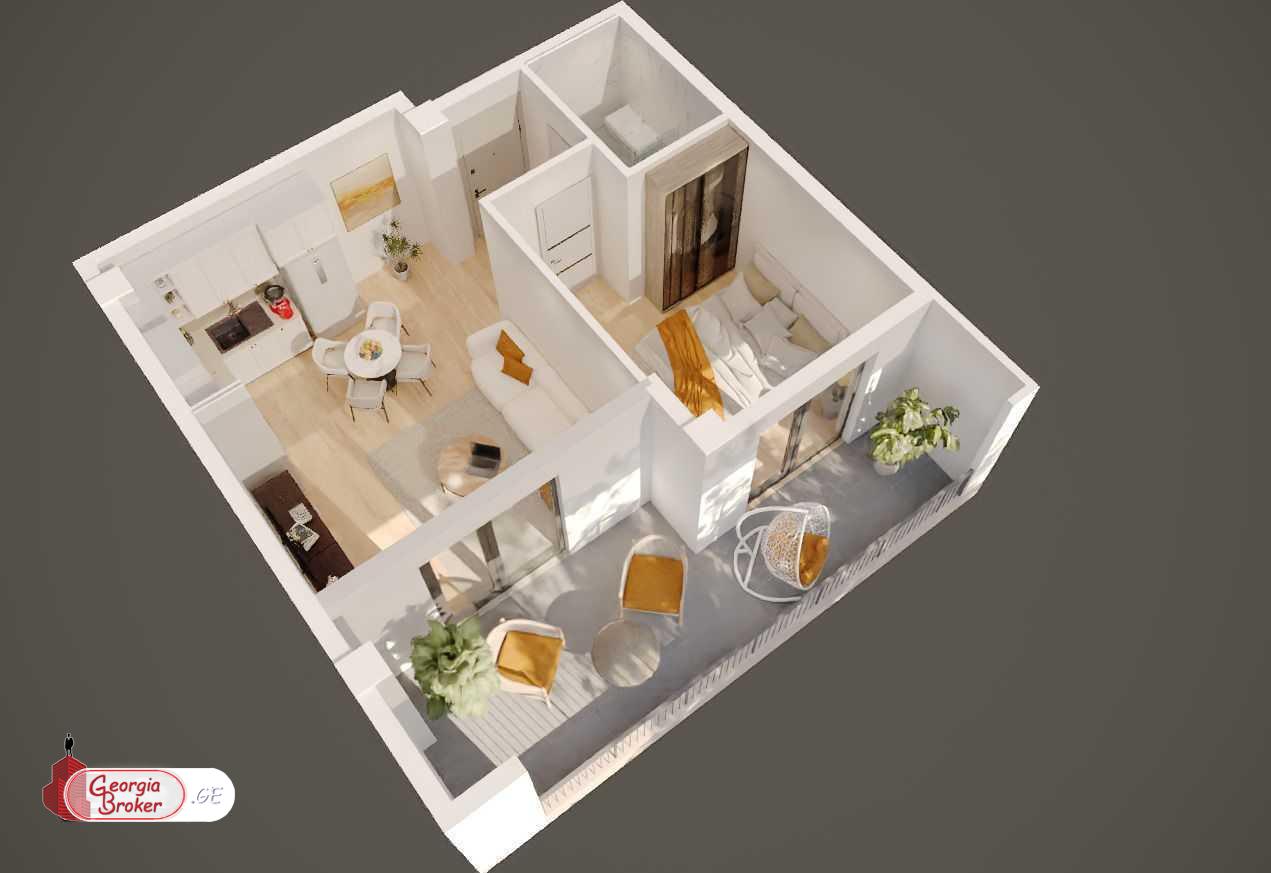 იყიდება ახალი აშენებული 2 ოთახიანი ბინა