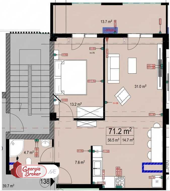 nearly repaired 2-room apartment for sale