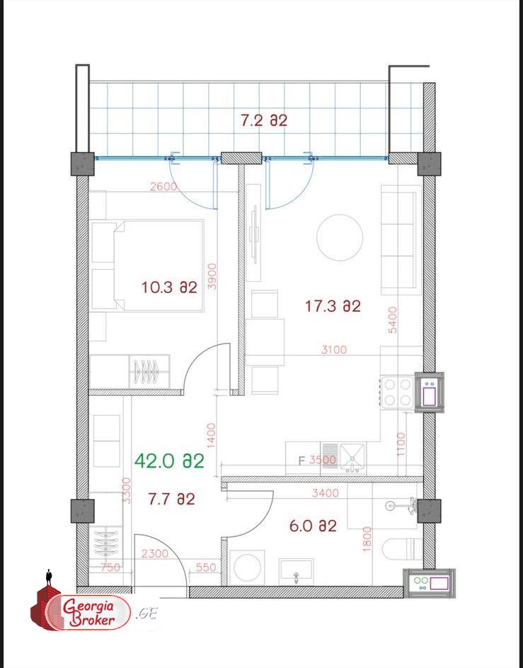 new build 2-room apartment for sale