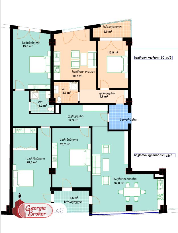 nearly repaired 6-room apartment for sale