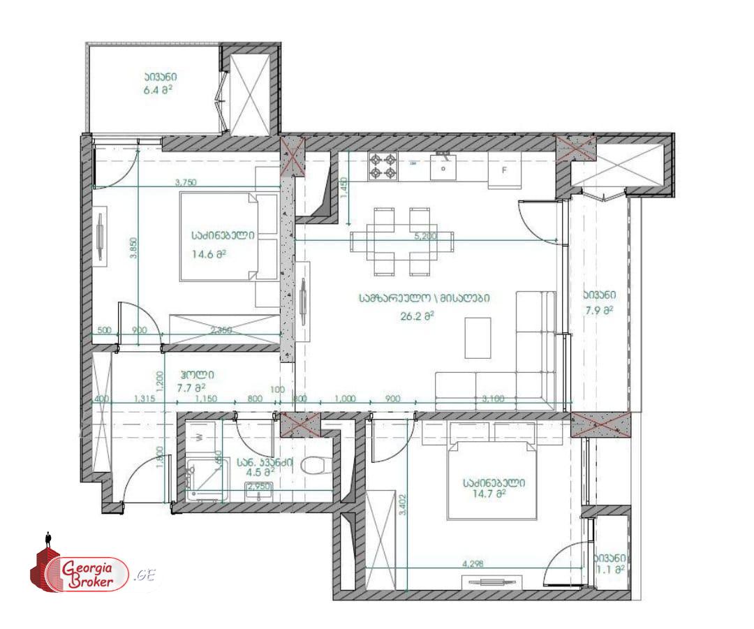 nearly repaired 3-room apartment for sale