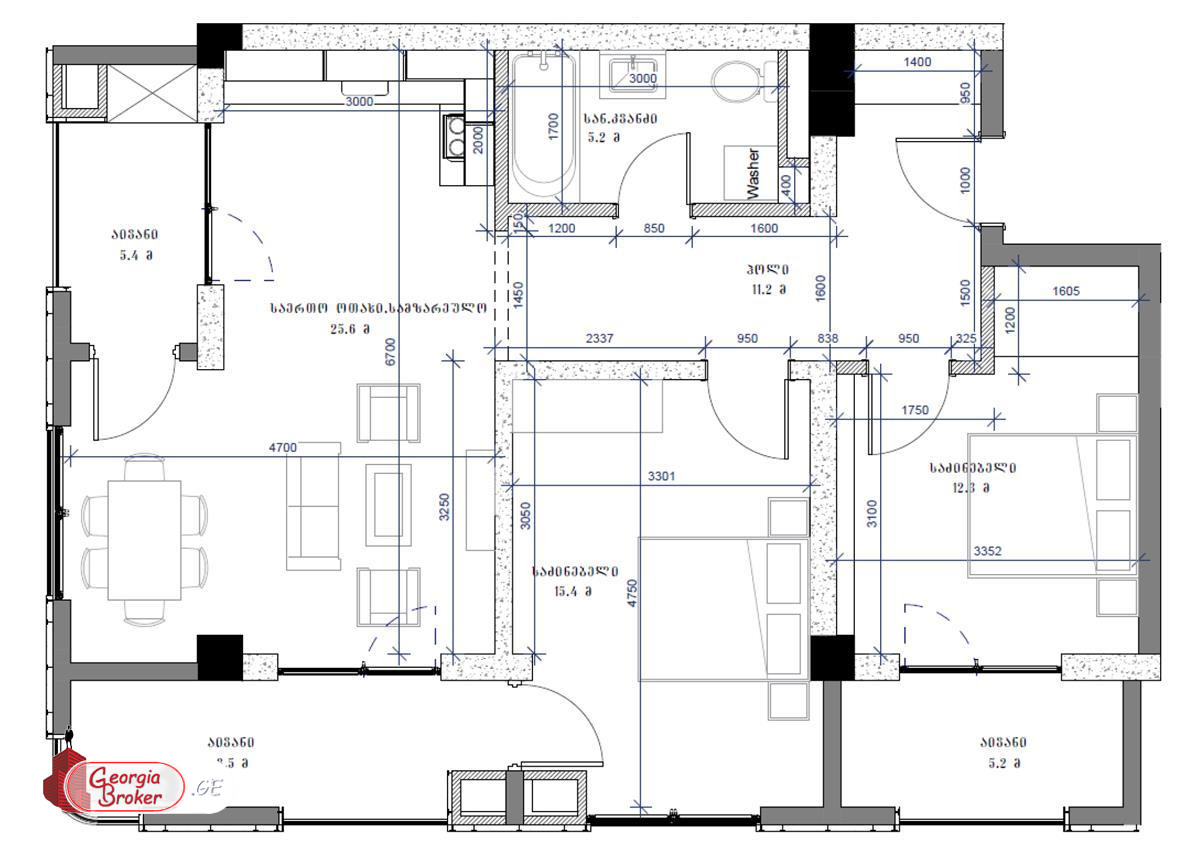 nearly repaired 3-room apartment for sale